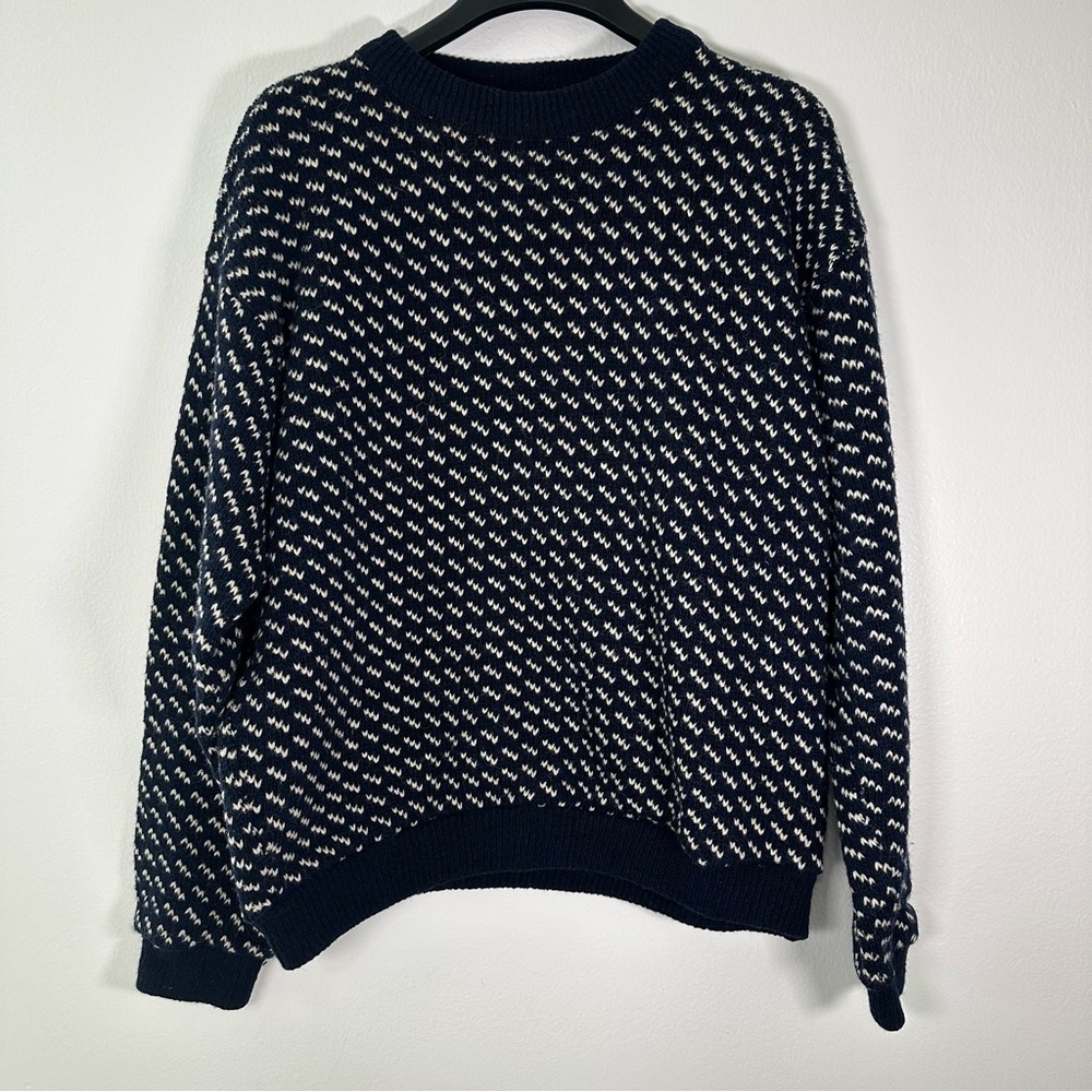 VTG LL Bean Wool Sweater Tall Mens Large Birdseye Fisherman Made in Norway MINT